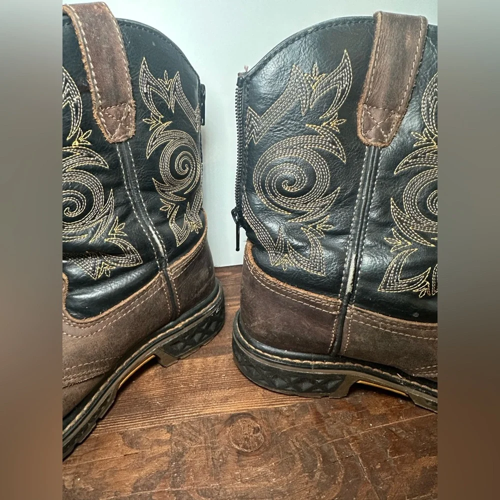 Georgia Boot Carbo-Tec Kids Us Size 2‎ Pull-On Zip Saddle Boot Brown GB00343C.